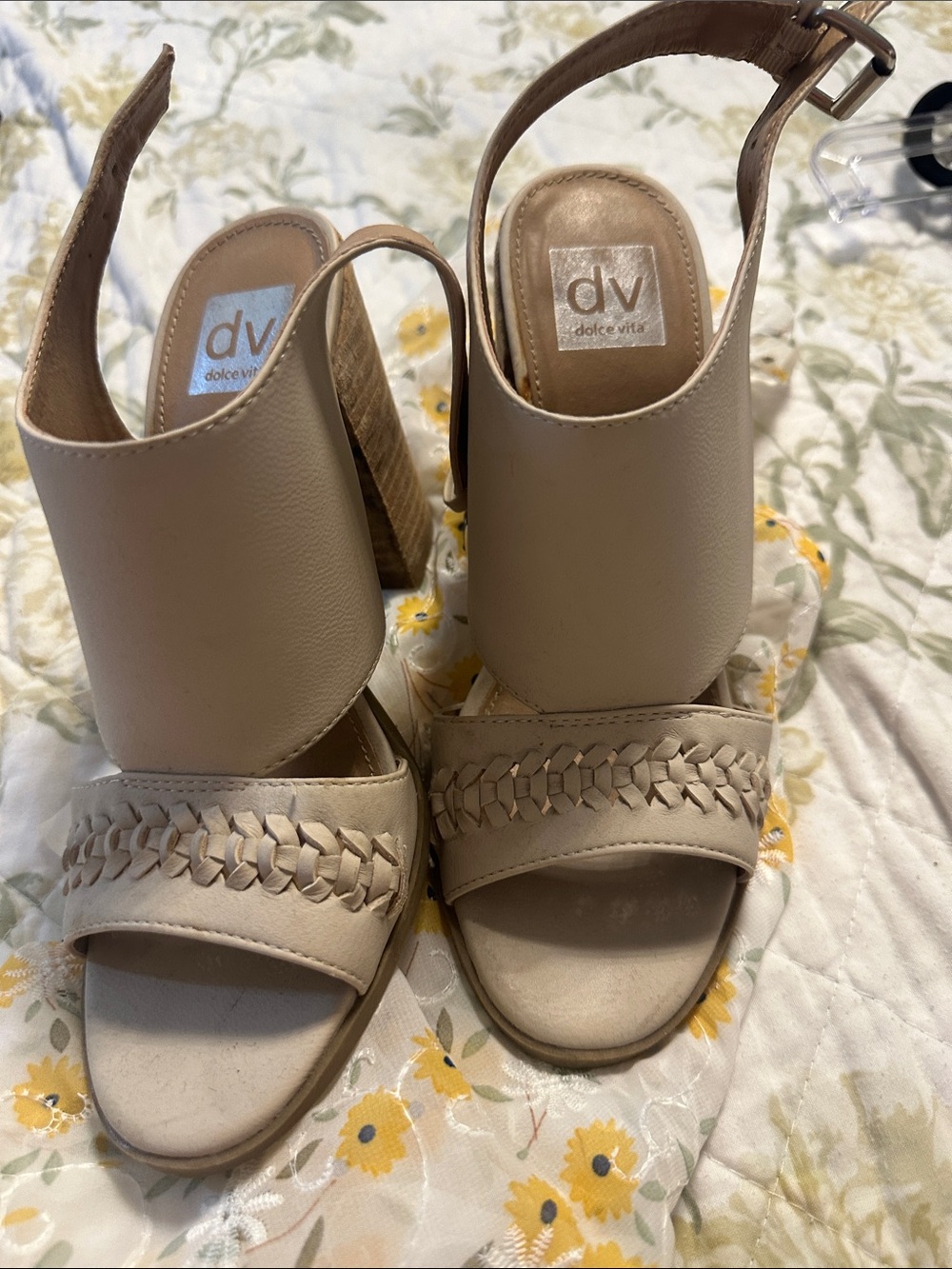 DV by Dolce Vita Neutral Braided Open-Toe Slingback Heels